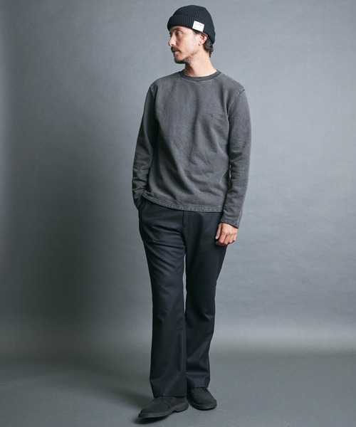 Magine(マージン)の「CTN PIGMENT DYED EMBROIDERY SWEAT L/S:ピグメント染め 刺繍入りスウェット ロングスリーブ(スウェット・メンズ・ブラック・48/46/44)」の7枚目の写真