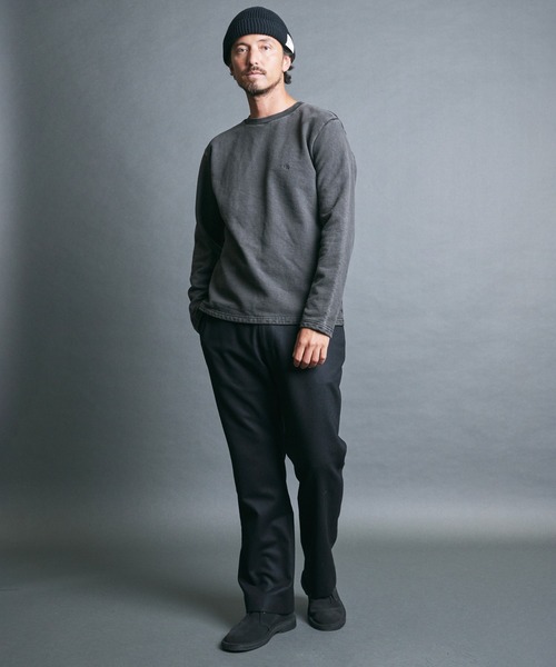Magine(マージン)の「CTN PIGMENT DYED EMBROIDERY SWEAT L/S:ピグメント染め 刺繍入りスウェット ロングスリーブ(スウェット・メンズ・ブラック・48/46/44)」の8枚目の写真