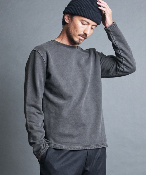 Magine(マージン)の「CTN PIGMENT DYED EMBROIDERY SWEAT L/S:ピグメント染め 刺繍入りスウェット ロングスリーブ(スウェット・メンズ・ブラック・48/46/44)」の21枚目の写真