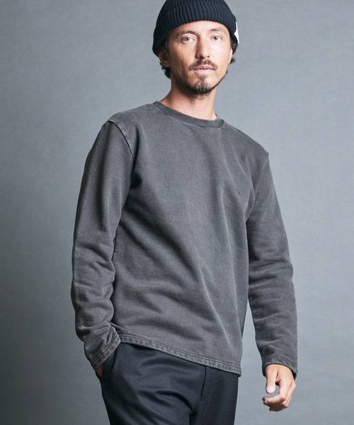 Magine(マージン)の「CTN PIGMENT DYED EMBROIDERY SWEAT L/S:ピグメント染め 刺繍入りスウェット ロングスリーブ(スウェット・メンズ・ブラック・48/46/44)」の22枚目の写真