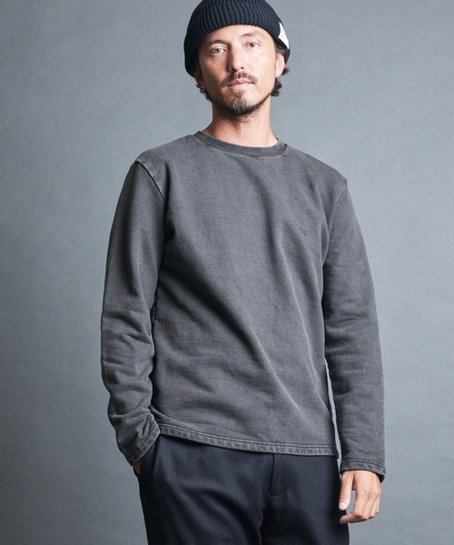 Magine(マージン)の「CTN PIGMENT DYED EMBROIDERY SWEAT L/S:ピグメント染め 刺繍入りスウェット ロングスリーブ(スウェット・メンズ・ブラック・48/46/44)」の11枚目の写真