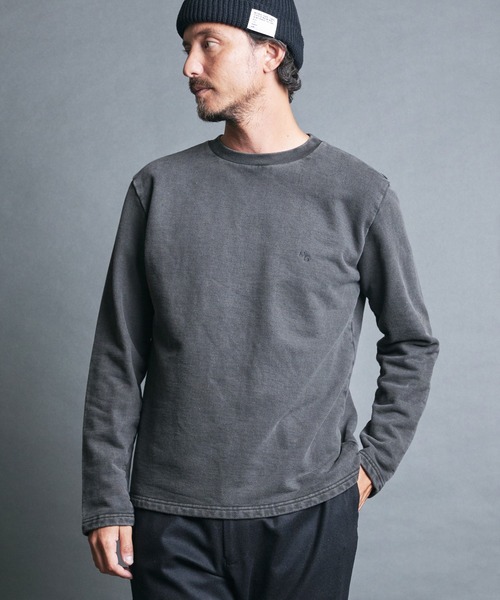 Magine(マージン)の「CTN PIGMENT DYED EMBROIDERY SWEAT L/S:ピグメント染め 刺繍入りスウェット ロングスリーブ(スウェット・メンズ・ブラック・48/46/44)」の13枚目の写真