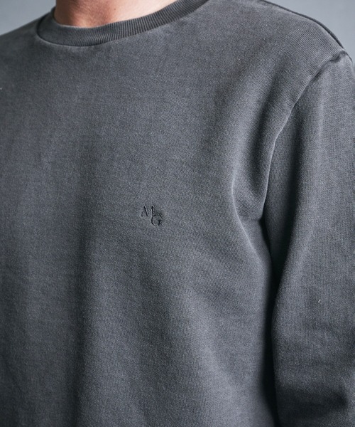 Magine(マージン)の「CTN PIGMENT DYED EMBROIDERY SWEAT L/S:ピグメント染め 刺繍入りスウェット ロングスリーブ(スウェット・メンズ・ブラック・48/46/44)」の9枚目の写真