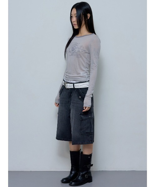 FANCY CLUB(ファンシークラブ)の「A'GEM/9 × .kom 『 FANCY CLUB/ファンシークラブ』 ROSE SHEER LONG SLEEVE/ローズシアーロングスリーブ(Tシャツ/カットソー・レディース・パープル/チャコールグレー/ライトグレー・FREE)」の7枚目の写真