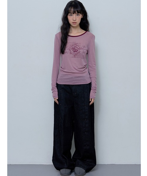 FANCY CLUB(ファンシークラブ)の「A'GEM/9 × .kom 『 FANCY CLUB/ファンシークラブ』 ROSE SHEER LONG SLEEVE/ローズシアーロングスリーブ(Tシャツ/カットソー・レディース・パープル/チャコールグレー/ライトグレー・FREE)」の20枚目の写真