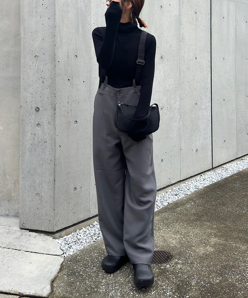 OUTDOOR PRODUCTS（アウトドアプロダクツ）の「サスペンダーパンツ（スラックス・レディース・グレー/ブラック・38/36）」の8枚目の写真