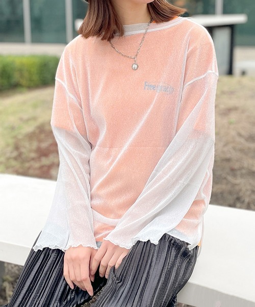 GORGE(ゴージ)の「ラメシアートップス(Tシャツ/カットソー・レディース・ピンク/グレー/オフホワイト/ブラック/グリーン・F)」の1枚目の写真