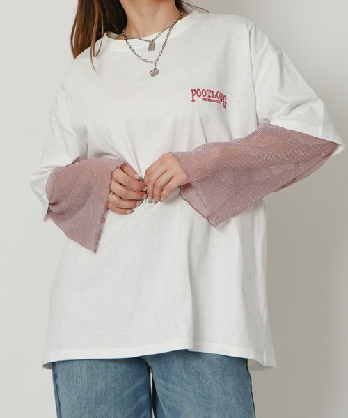 GORGE(ゴージ)の「ラメシアートップス(Tシャツ/カットソー・レディース・ピンク/グレー/オフホワイト/ブラック/グリーン・F)」の6枚目の写真