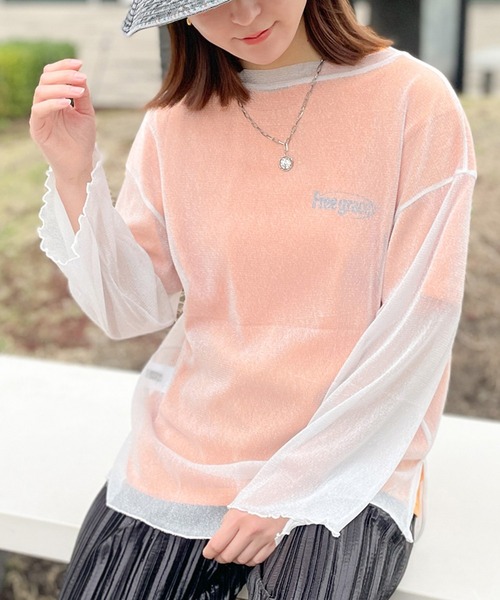 GORGE(ゴージ)の「ラメシアートップス(Tシャツ/カットソー・レディース・ピンク/グレー/オフホワイト/ブラック/グリーン・F)」の11枚目の写真