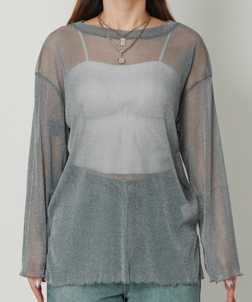 GORGE(ゴージ)の「ラメシアートップス(Tシャツ/カットソー・レディース・ピンク/グレー/オフホワイト/ブラック/グリーン・F)」の13枚目の写真