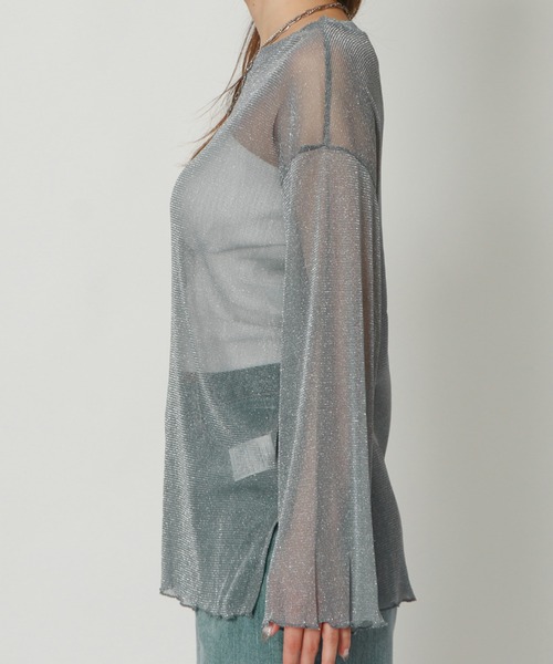 GORGE(ゴージ)の「ラメシアートップス(Tシャツ/カットソー・レディース・ピンク/グレー/オフホワイト/ブラック/グリーン・F)」の14枚目の写真