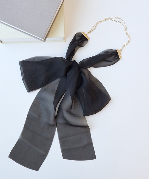 ROPE' PICNIC（ロペピクニック）の「オーガンジーチュールリボンネックレス（ネックレス・レディース・ブラック系その他/ブラック・FREE）」の2枚目の写真