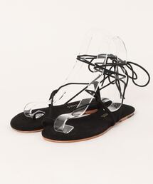 未使用Rick Owens2025SS 疯狂レースアップサンダル 本革 ブラック Rick Owens 2025SS 疯狂レースアップサンダル 本革 ブラック 靴