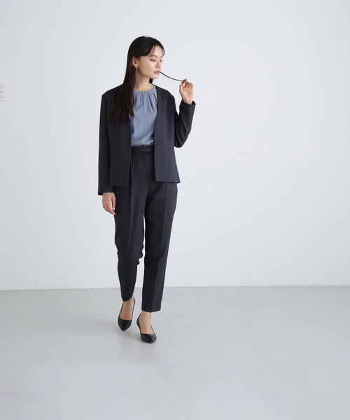NATURAL BEAUTY BASIC(ナチュラルビューティーベーシック)の「◇<ウーステッドライクツイルセットアップ>ノーカラージャケット(ノーカラージャケット・レディース・チャコールグレー/ブラウン/ベージュ・SMALL/MEDIUM/LARGE)」の9枚目の写真