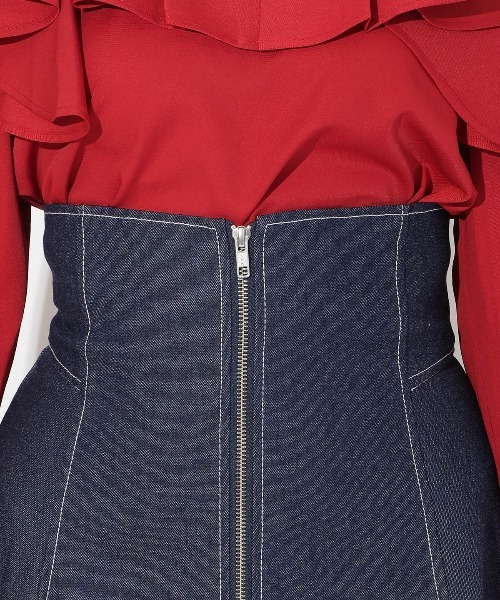 AND COUTURE（アンドクチュール）の「フロントジップデニムスカート（スカート・レディース・ブラック/ネイビー・SMALL/MEDIUM）」の14枚目の写真