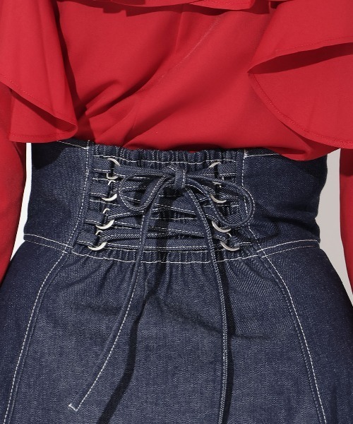 AND COUTURE（アンドクチュール）の「フロントジップデニムスカート（スカート・レディース・ブラック/ネイビー・SMALL/MEDIUM）」の15枚目の写真