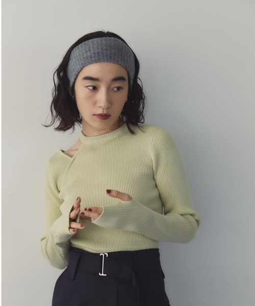 DRWCYS（ドロシーズ）の「カットアウトリブニットトップス（ニット/セーター・レディース・ブラック/グレー/レッド/アイボリー/ミント/ブラウン・FREE）」の5枚目の写真