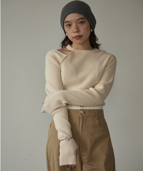 カットアウトリブニットトップス（ニット/セーター）｜DRWCYS
