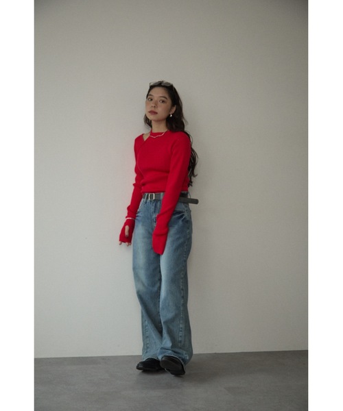 カットアウトリブニットトップス（ニット/セーター）｜DRWCYS