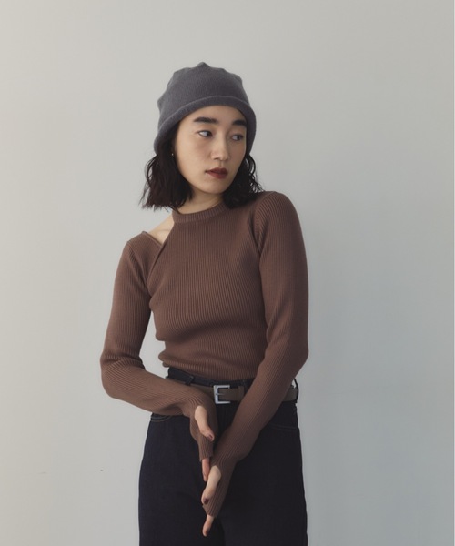 カットアウトリブニットトップス（ニット/セーター）｜DRWCYS