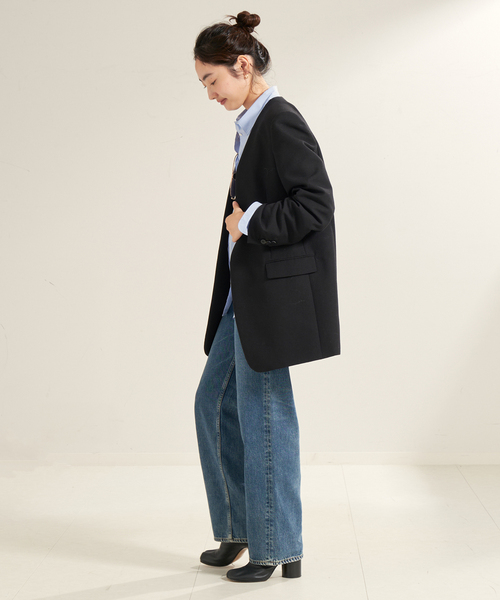 セール】Collarless Big ジャケット（ノーカラージャケット）｜Plage