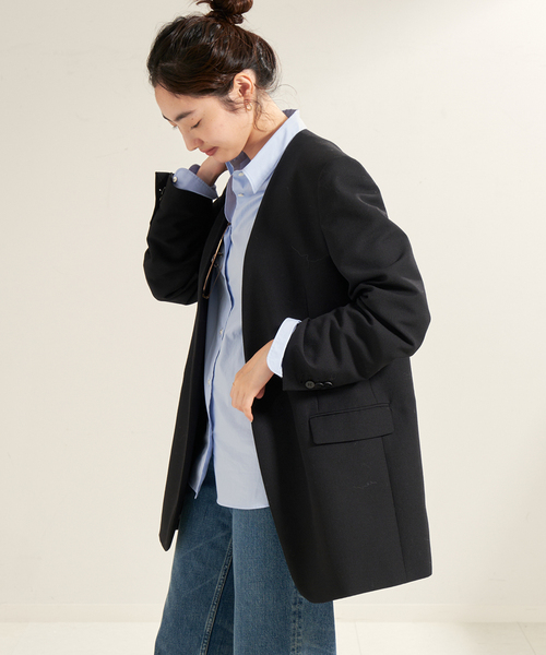 Plage プラージュ　Collarless Big ジャケット セール】Collarless Big ジャケット（ノーカラージャケット