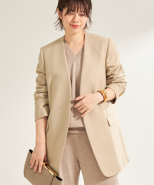 Plage プラージュ　Collarless Big ジャケット セール】Collarless Big ジャケット（ノーカラージャケット