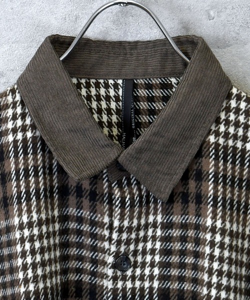 Ritzy(リッツィー)の「Vintage-like collar corduroy check flannel shirt/ヴィンテージライク 襟コーデュロイ フランネル シャツ(シャツ/ブラウス・メンズ・ブラック/ブラウン/ネイビー・M/L)」の8枚目の写真