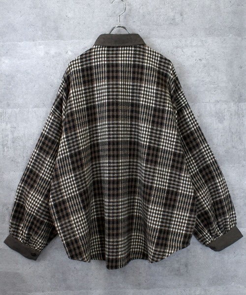 Ritzy(リッツィー)の「Vintage-like collar corduroy check flannel shirt/ヴィンテージライク 襟コーデュロイ フランネル シャツ(シャツ/ブラウス・メンズ・ブラック/ブラウン/ネイビー・M/L)」の7枚目の写真