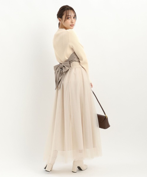 Andemiu（アンデミュウ）の「サテンビスチェニット159346（ニット/セーター・レディース・グリーン/アイボリー/ブラック・FREE）」の5枚目の写真