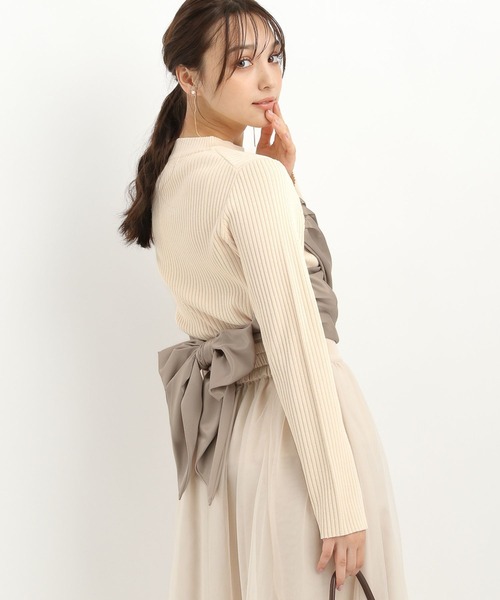 Andemiu（アンデミュウ）の「サテンビスチェニット159346（ニット/セーター・レディース・グリーン/アイボリー/ブラック・FREE）」の7枚目の写真