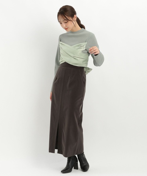 Andemiu（アンデミュウ）の「サテンビスチェニット159346（ニット/セーター・レディース・グリーン/アイボリー/ブラック・FREE）」の12枚目の写真