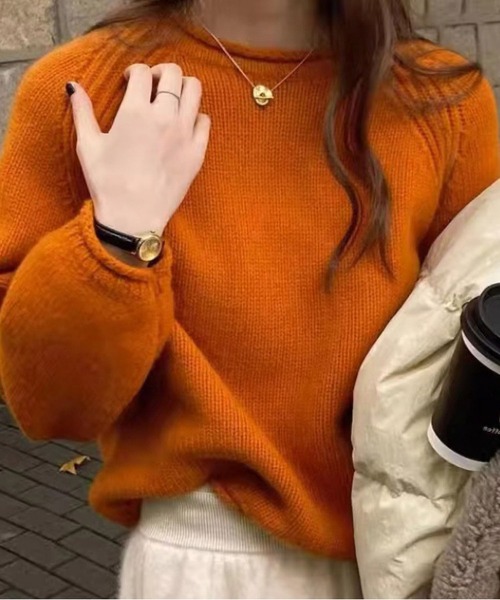 MAISON DE THERESE(メゾン ド テレーズ)の「ゆったりパフスリーブニット(Tシャツ/カットソー・レディース・グリーン/Mustard/ピンク/レッド/オレンジ/パープル/ブラック/アイボリー/ライトブルー/ローズ・FREE)」の14枚目の写真