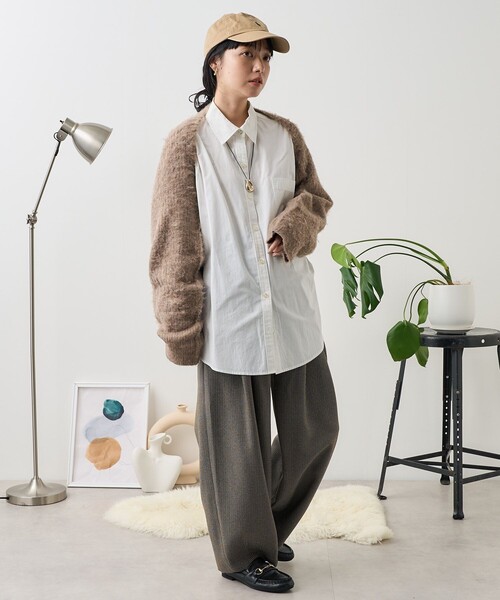 FREAK'S STORE(フリークスストア)の「3way ボレロ/ショート丈ニット/マフラー(ニット/セーター・レディース・チャコールグレー/ベージュ・フリ-)」の3枚目の写真