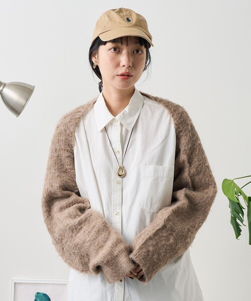 FREAK'S STORE(フリークスストア)の「3way ボレロ/ショート丈ニット/マフラー(ニット/セーター・レディース・チャコールグレー/ベージュ・フリ-)」の4枚目の写真