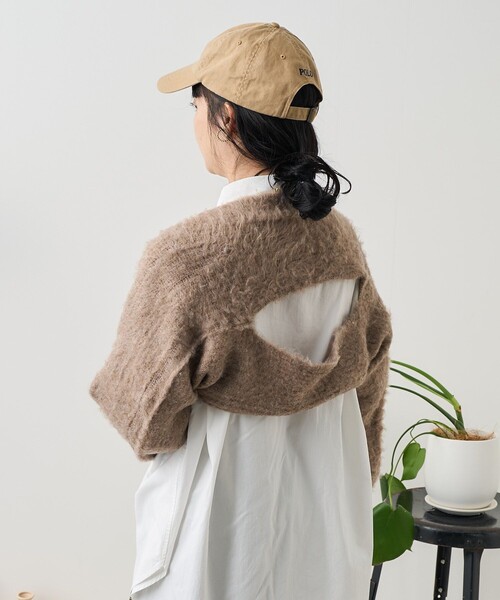 FREAK'S STORE(フリークスストア)の「3way ボレロ/ショート丈ニット/マフラー(ニット/セーター・レディース・チャコールグレー/ベージュ・フリ-)」の5枚目の写真