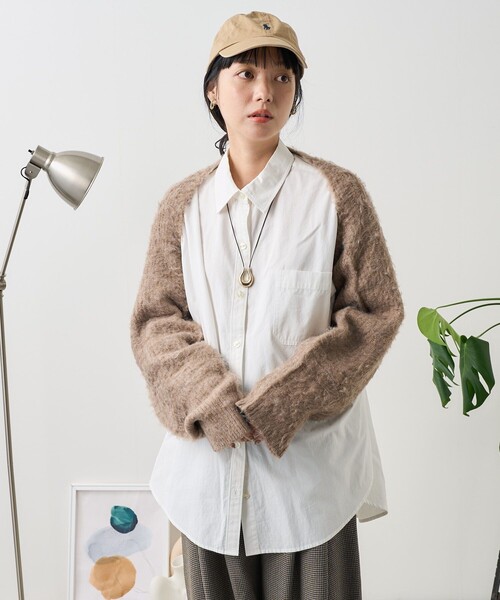 FREAK'S STORE(フリークスストア)の「3way ボレロ/ショート丈ニット/マフラー(ニット/セーター・レディース・チャコールグレー/ベージュ・フリ-)」の6枚目の写真