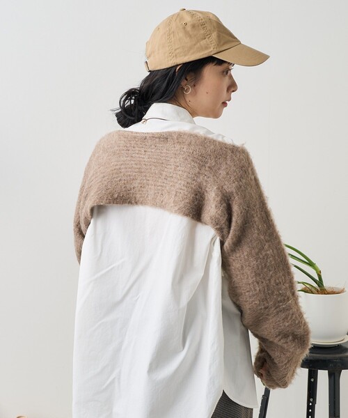 FREAK'S STORE(フリークスストア)の「3way ボレロ/ショート丈ニット/マフラー(ニット/セーター・レディース・チャコールグレー/ベージュ・フリ-)」の8枚目の写真