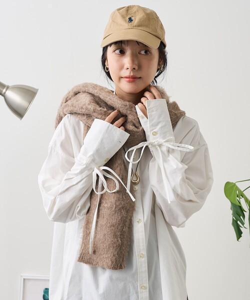 FREAK'S STORE(フリークスストア)の「3way ボレロ/ショート丈ニット/マフラー(ニット/セーター・レディース・チャコールグレー/ベージュ・フリ-)」の9枚目の写真