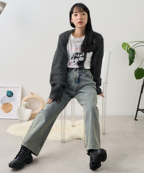 FREAK'S STORE(フリークスストア)の「3way ボレロ/ショート丈ニット/マフラー(ニット/セーター・レディース・チャコールグレー/ベージュ・フリ-)」の16枚目の写真