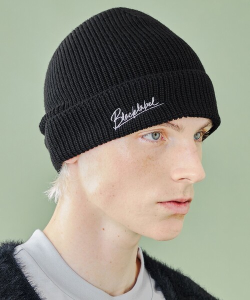 新品 ブラックレーベルクレストブリッジ チェックニットキャップ◆F／ブラック BLACK LABEL CRESTBRIDGE（ブラックレーベル クレストブリッジ