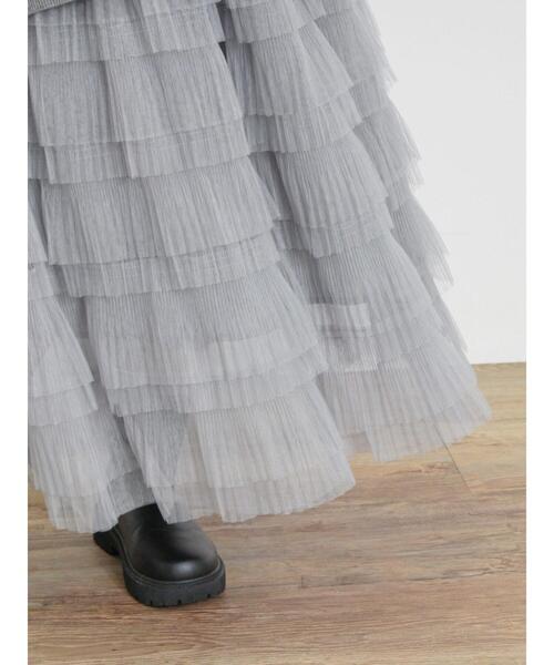 Samansa Mos2（サマンサ モスモス）の「チュールティアードスカート（スカート・レディース・キナリ/ブラック/グレー・F）」の6枚目の写真