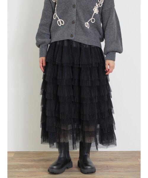 Samansa Mos2（サマンサ モスモス）の「チュールティアードスカート（スカート・レディース・キナリ/ブラック/グレー・F）」の10枚目の写真