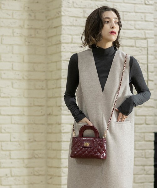 OPAQUE.CLIP（オペークドットクリップ）の「◆【2WAY】ダイヤキルティングデザインチェーンショルダーバッグ（ショルダーバッグ・レディース・ボルドー/シルバー/アイボリー系5/ブラック系5・00）」の19枚目の写真
