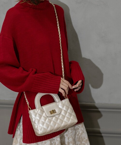 OPAQUE.CLIP（オペークドットクリップ）の「◆【2WAY】ダイヤキルティングデザインチェーンショルダーバッグ（ショルダーバッグ・レディース・ボルドー/シルバー/アイボリー系5/ブラック系5・00）」の22枚目の写真