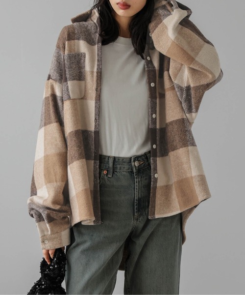 SUGAR BISKET（シュガービスケット）の「オーバーサイズ チェック柄ジャケット（シャツ/ブラウス・レディース・ブラック/ブラウン・フリー）」の16枚目の写真