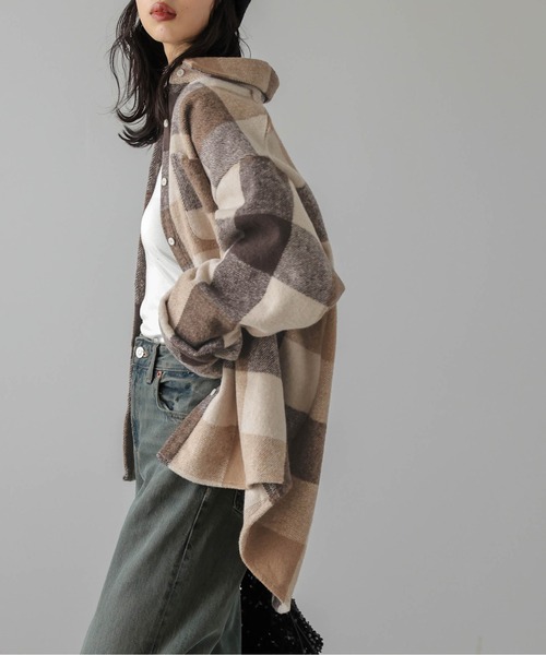 SUGAR BISKET（シュガービスケット）の「オーバーサイズ チェック柄ジャケット（シャツ/ブラウス・レディース・ブラック/ブラウン・フリー）」の19枚目の写真