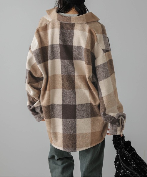 SUGAR BISKET（シュガービスケット）の「オーバーサイズ チェック柄ジャケット（シャツ/ブラウス・レディース・ブラック/ブラウン・フリー）」の21枚目の写真