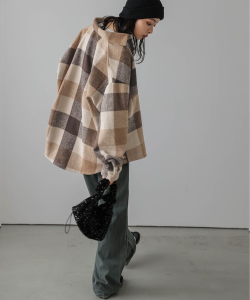 SUGAR BISKET（シュガービスケット）の「オーバーサイズ チェック柄ジャケット（シャツ/ブラウス・レディース・ブラック/ブラウン・フリー）」の17枚目の写真