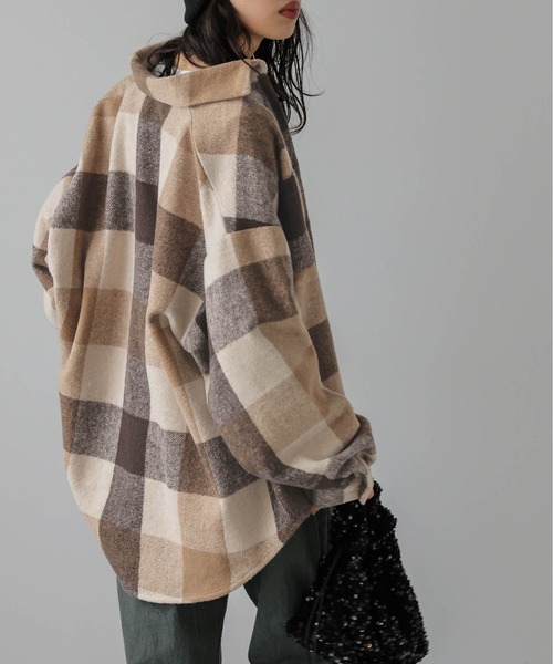 SUGAR BISKET（シュガービスケット）の「オーバーサイズ チェック柄ジャケット（シャツ/ブラウス・レディース・ブラック/ブラウン・フリー）」の20枚目の写真